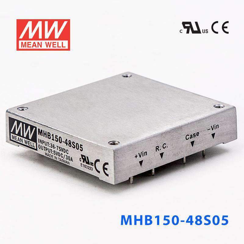 Mean Well MHB150-48S05 DC-DC Converter - 150W - 36~75V in 5V out 20A - MHB150-48S05 - powersupplymall.com