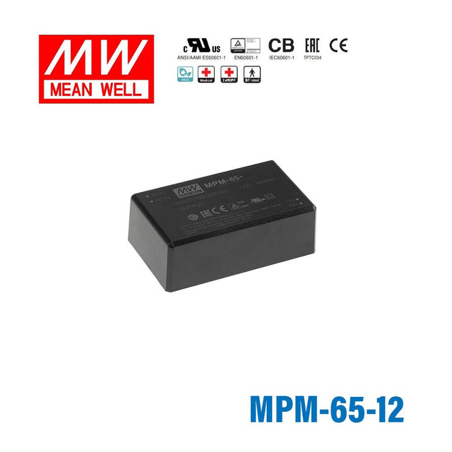 Mean Well MPM - 65 - 12 Power Supply 65W 12V - MPM-65-12 - powersupplymall.com