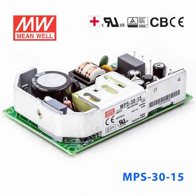 Mean Well MPS - 30 - 15 Power Supply 30W 15V - MPS - 30 - 15 - powersupplymall.com