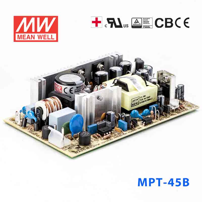 Mean Well MPT - 45B Power Supply 45W 5V 12V - 12V - MPT - 45B - powersupplymall.com