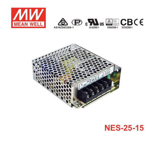 Mean Well NES - 25 - 15 NE Series Switching Power Supply - NES - 25 - 15 - powersupplymall.com