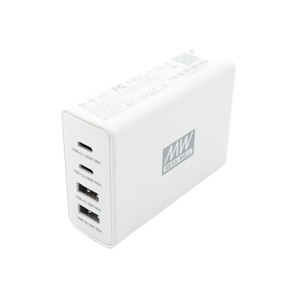 Mean Well NGE100U 100W 4-Port USB GaN Fast Charger 3A - NGE100U - powersupplymall.com
