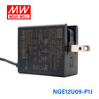 Mean Well NGE12U09-P1J AC-DC Wall-mounted Green Adaptor - US Plug - 12W 9V 1.33A - NGE12U09-P1J - powersupplymall.com