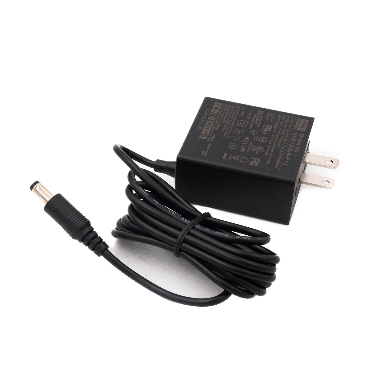 Mean Well NGE12U09-P1J AC-DC Wall-mounted Green Adaptor - US Plug - 12W 9V 1.33A - NGE12U09-P1J - powersupplymall.com