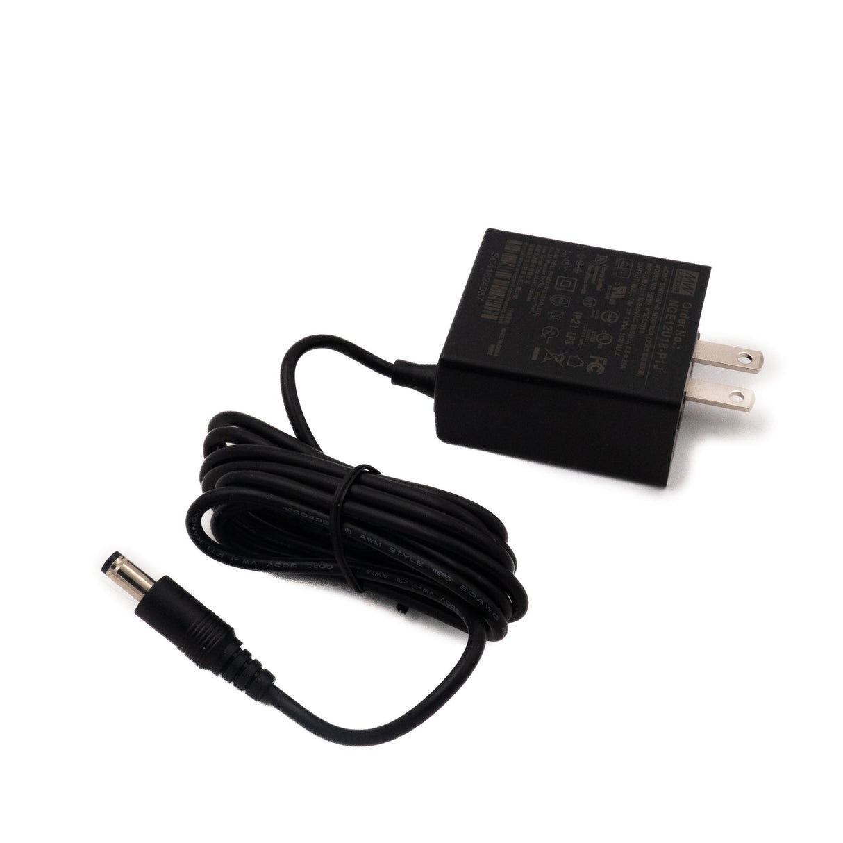 Mean Well NGE12U18-P1J AC-DC Wall-mounted Green Adaptor - US Plug - 12W 18V 0.83A - NGE12U18-P1J - powersupplymall.com