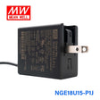Mean Well NGE18U15-P1J AC-DC Wall-mounted Green Adaptor - US Plug - 18W 15V 1.2A - NGE18U15-P1J - powersupplymall.com