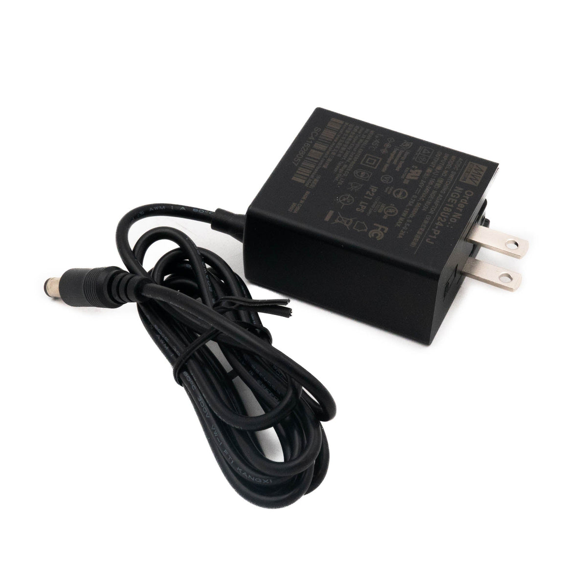 Mean Well NGE18U24-P1J AC-DC Wall-mounted Green Adaptor - US Plug - 18W 24V 0.75A - NGE18U24-P1J - powersupplymall.com