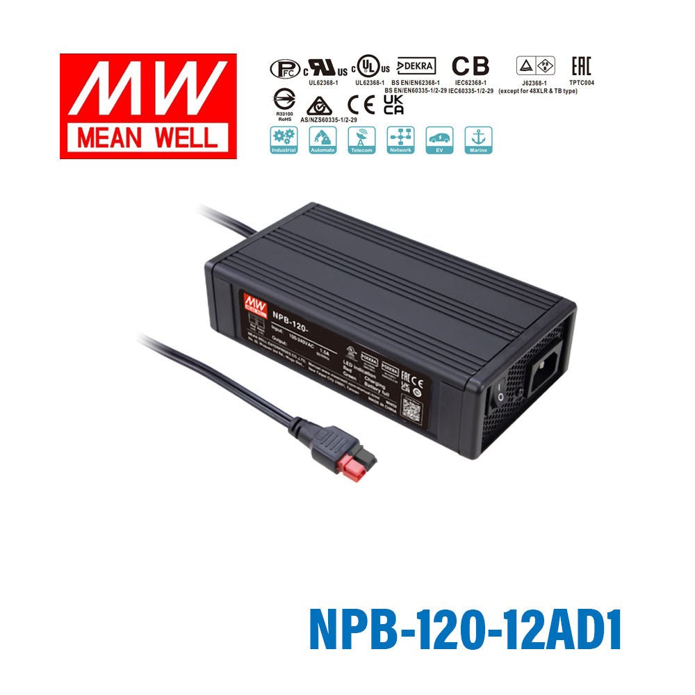 Mean Well NPB - 120 - 12AD1 Battery Charger 120W 12V with Anderson Connector - NPB-120-12AD1 - powersupplymall.com