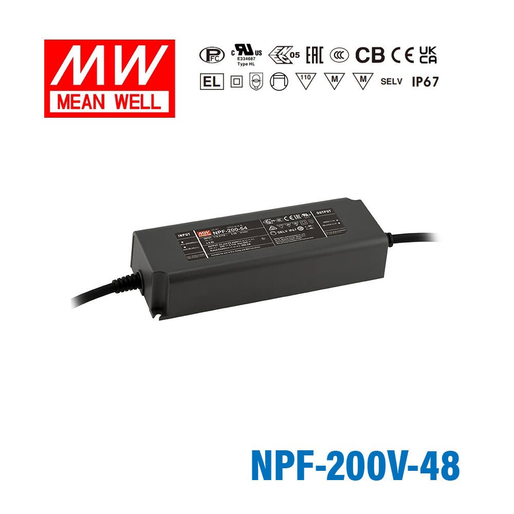 Mean Well NPF-200V-48 Power Supply 200W 48V 3 in 1 Dimmable 4.17A - NPF-200V-48 - powersupplymall.com