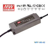 Mean Well NPF - 90 - 42 Power Supply 90W 42V - NPF - 90 - 42 - powersupplymall.com