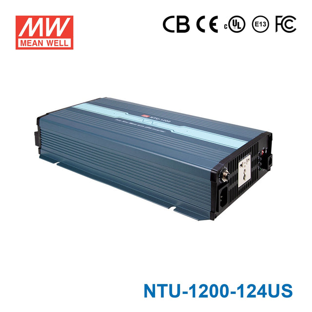 Mean Well NTU - 1200 - 124US True Sine Wave DC - AC Inverter 1200W 110V out 24V in with US Socket - NTU-1200-124US - powersupplymall.com