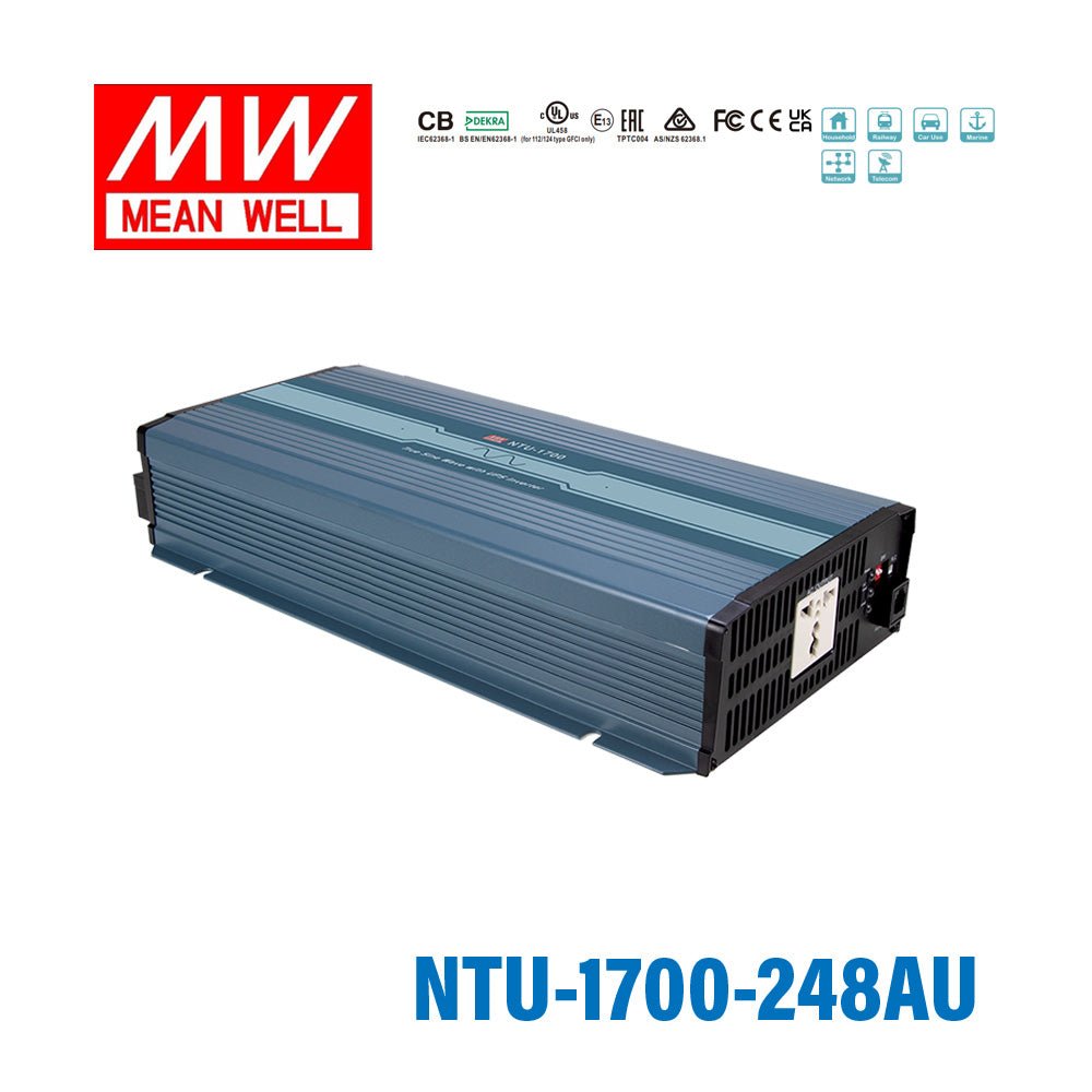 Mean Well NTU-1700-248AU True Sine Wave DC-AC Inverter 1700W 220V out 48V in with AU Socket, with AC by-pass function - NTU-1700-248AU - powersupplymall.com