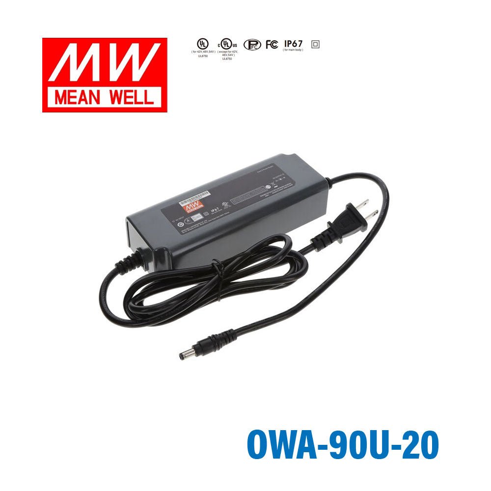 Mean Well OWA-90U-20 Power Supply Moistureproof 90W 20V 4.5A - OWA-90U-20 - powersupplymall.com