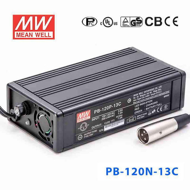 Mean Well PB-120N-13C Portable Battery Chargers 99.36W 13.8V 7.2A - Single Output Power Supply - PB-120N-13C - powersupplymall.com