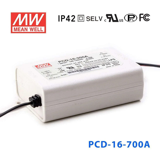 Mean Well PCD - 16 - 700A Power Supply 16W 700mA - PCD-16-700A - powersupplymall.com