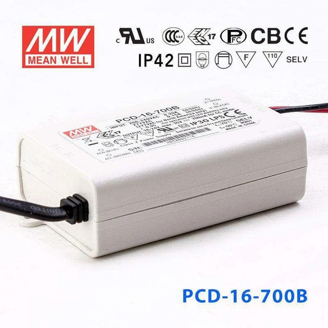 Mean Well PCD - 16 - 700B Power Supply 16W 700mA - PCD-16-700B - powersupplymall.com