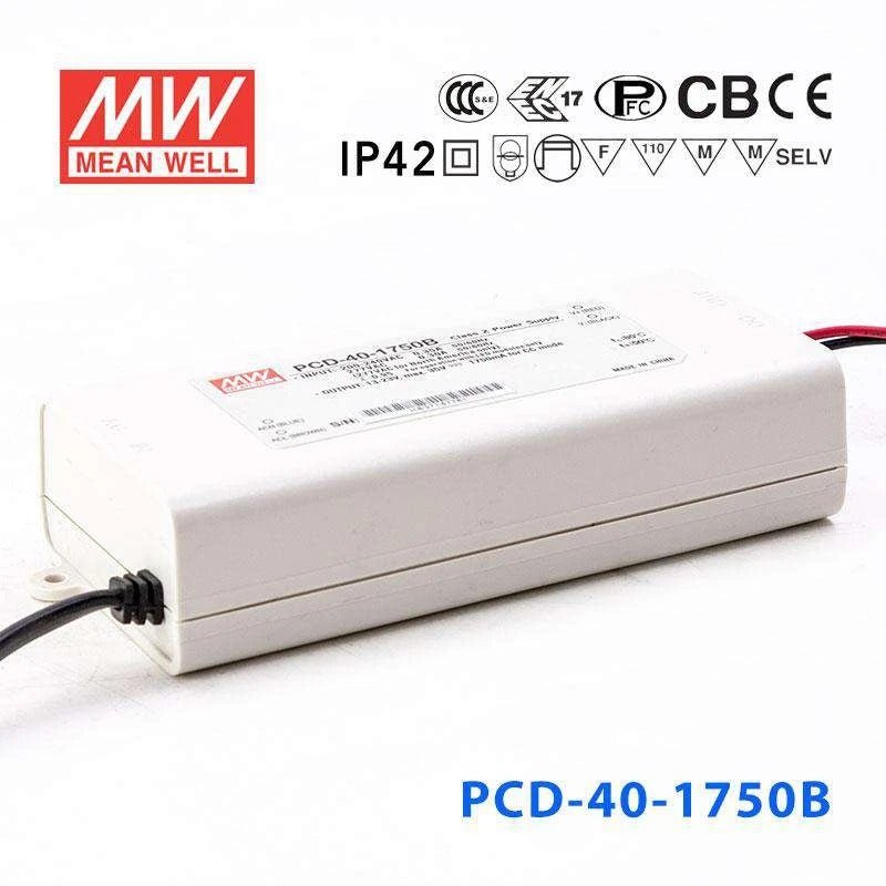 Mean Well PCD-40-1750B Power Supply 40W 1750mA - PCD-40-1750B - powersupplymall.com