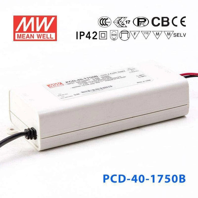 Mean Well PCD-40-1750B Power Supply 40W 1750mA - PCD-40-1750B - powersupplymall.com