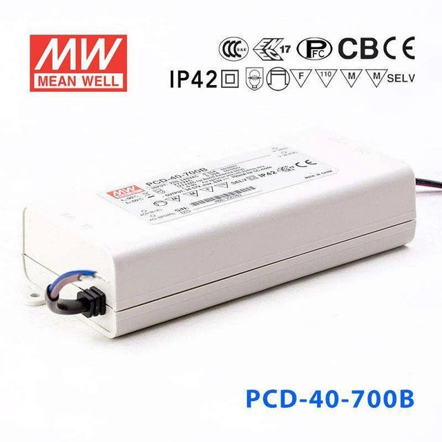 Mean Well PCD-40-700B Power Supply 40W 700mA - PCD-40-700B - powersupplymall.com