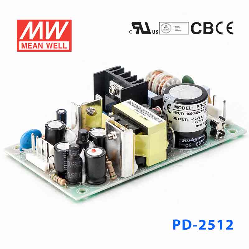 Mean Well PD-2512 Power Supply 25W 12V -12V 1A - PD-2512 - powersupplymall.com
