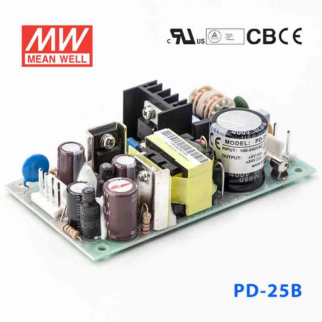 Mean Well PD-25B Power Supply 25W 5V 24V 1.2A - PD-25B - powersupplymall.com