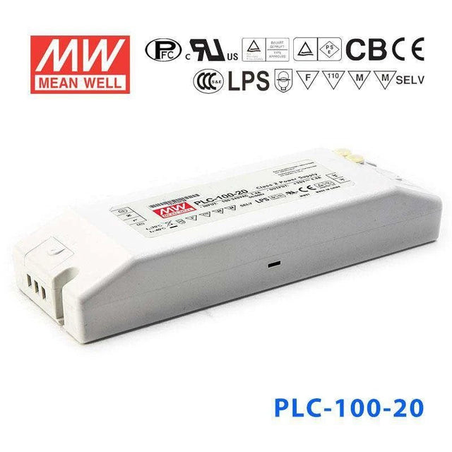 Mean Well PLC-100-20 Power Supply 100W 20V - PFC 4.8A - PLC-100-20 - powersupplymall.com