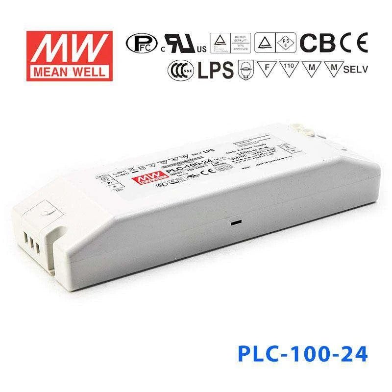 Mean Well PLC-100-24 Power Supply 100W 24V - PFC 4A - PLC-100-24 - powersupplymall.com