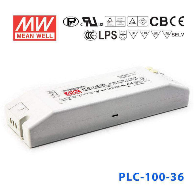 Mean Well PLC-100-36 Power Supply 100W 36V - PFC 2.65A - PLC-100-36 - powersupplymall.com