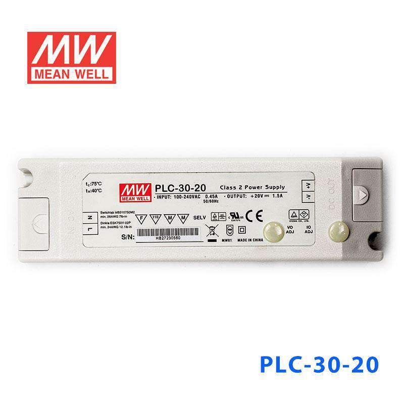 Mean Well PLC-30-20 Power Supply 30W 20V - PFC 1.5A - PLC-30-20 - powersupplymall.com