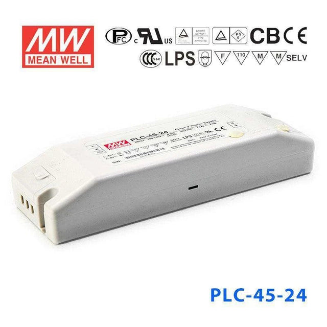 Mean Well PLC-45-24 Power Supply 45W 24V - PFC 1.9A - PLC-45-24 - powersupplymall.com