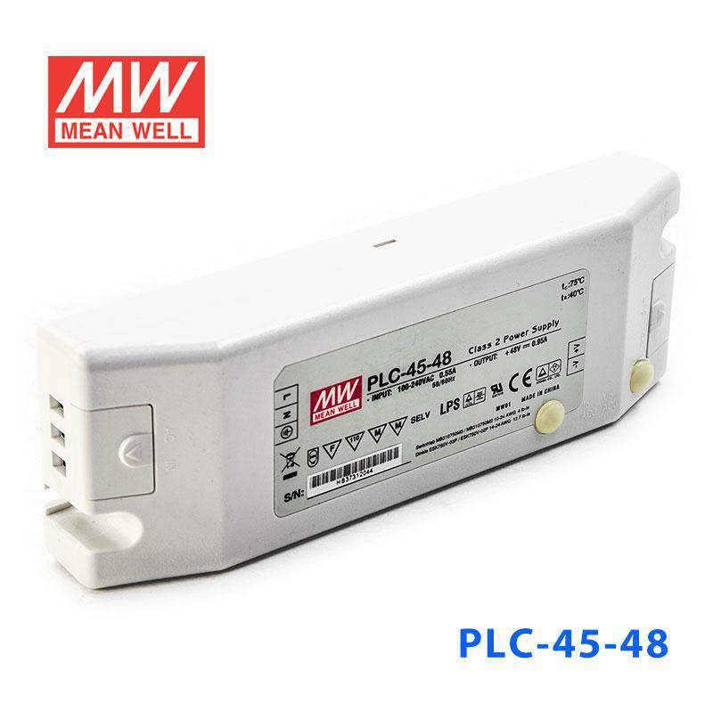 Mean Well PLC-45-48 Power Supply 45W 48V - PFC 950mA - PLC-45-48 - powersupplymall.com