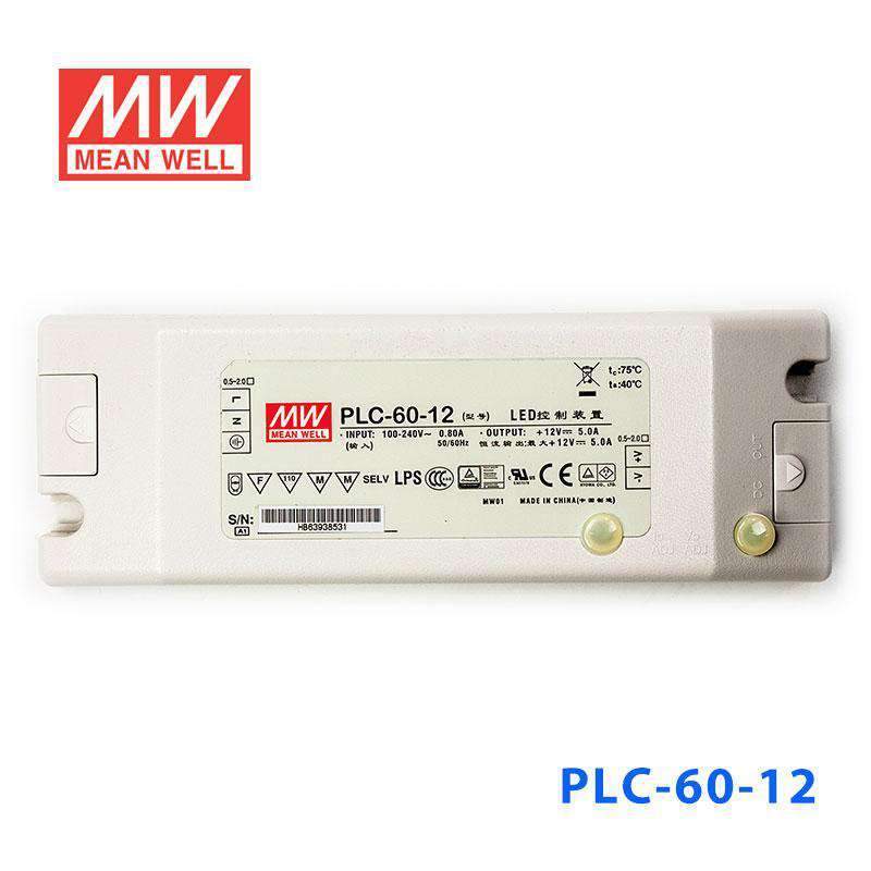 Mean Well PLC-60-12 Power Supply 60W 12V - PFC 5A - PLC-60-12 - powersupplymall.com