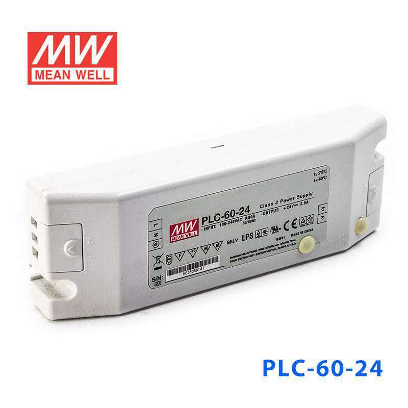 Mean Well PLC-60-24 Power Supply 60W 24V - PFC 2.5A - PLC-60-24 - powersupplymall.com