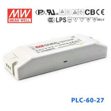 Mean Well PLC-60-27 Power Supply 60W 27V - PFC 2.3A - PLC-60-27 - powersupplymall.com