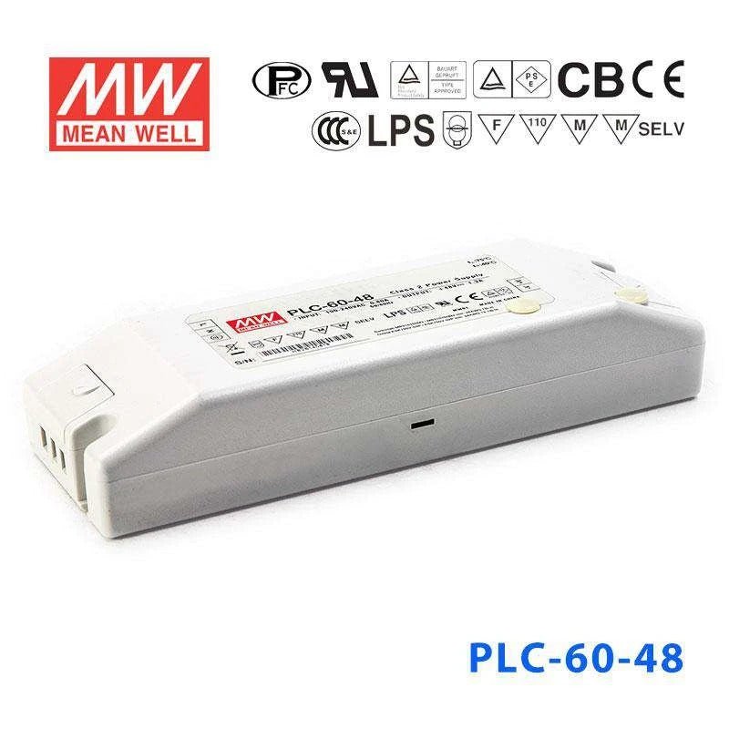Mean Well PLC-60-48 Power Supply 60W 48V - PFC 1.3A - PLC-60-48 - powersupplymall.com