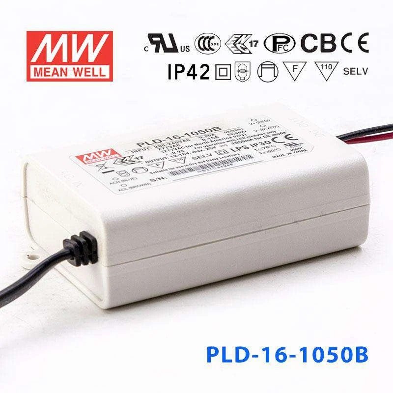 Mean Well PLD - 16 - 1050B Power Supply 16W 1050mA - PLD-16-1050B - powersupplymall.com