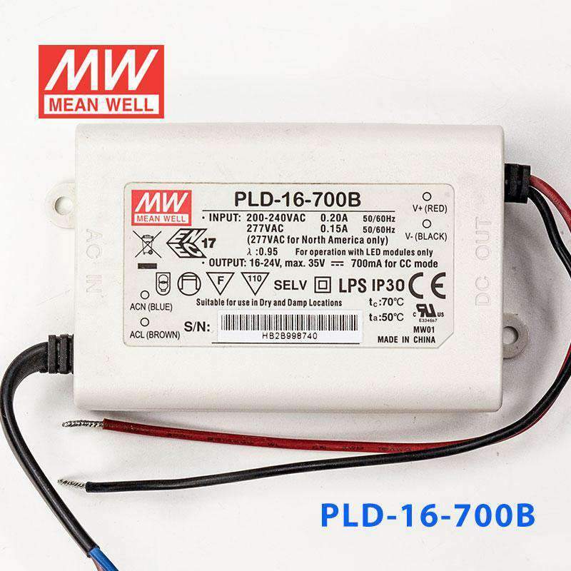 Mean Well PLD - 16 - 700B Power Supply 16W 700mA - PLD-16-700B - powersupplymall.com