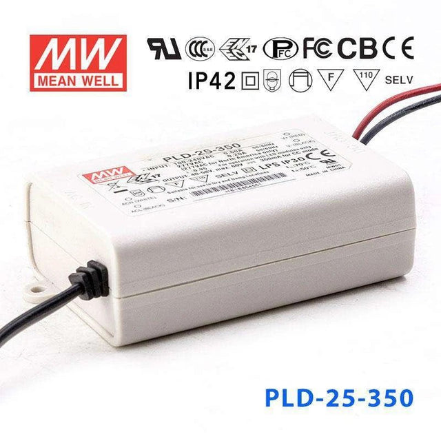 Mean Well PLD - 25 - 350 Power Supply 25W 350mA - PLD-25-350 - powersupplymall.com