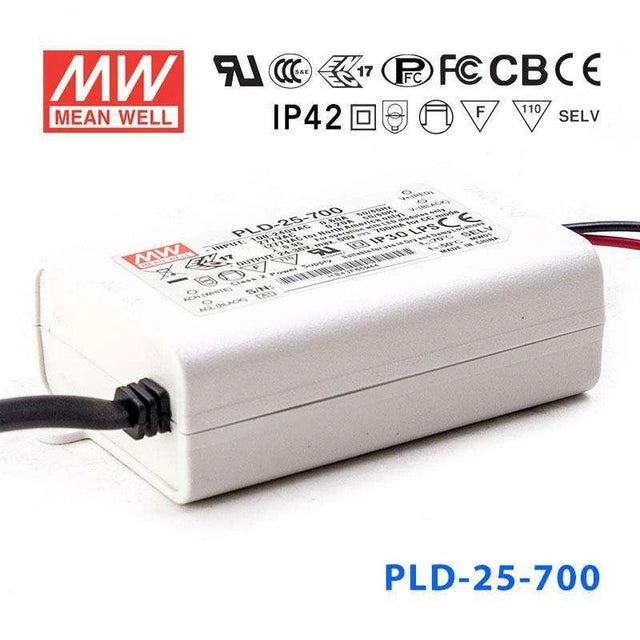 Mean Well PLD - 25 - 700 Power Supply 25W 700mA - PLD-25-700 - powersupplymall.com