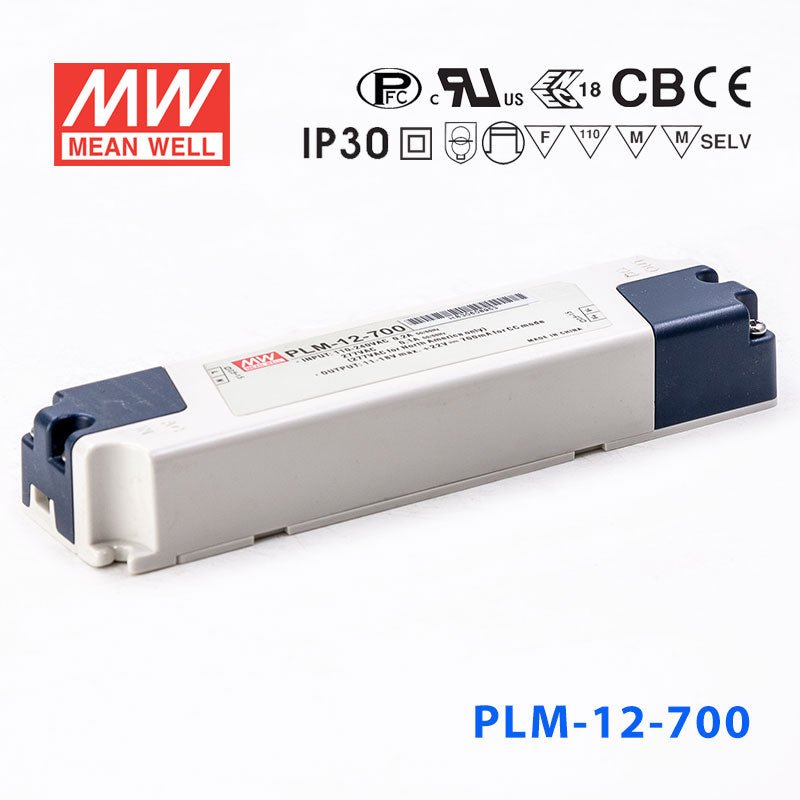 Mean Well PLM - 12E - 700, 700mA Constant Current with PFC - Terminal Block - PLM-12E-700 - powersupplymall.com