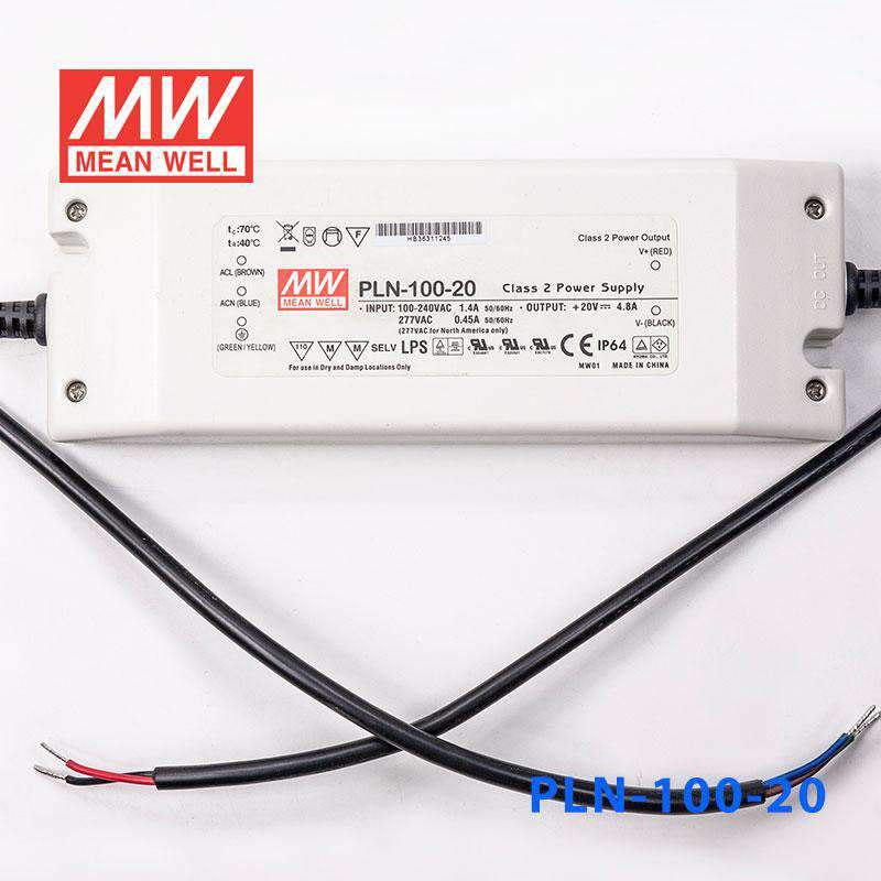 Mean Well PLN-100-20 Power Supply 100W 20V - IP64 4.8A - PLN-100-20 - powersupplymall.com