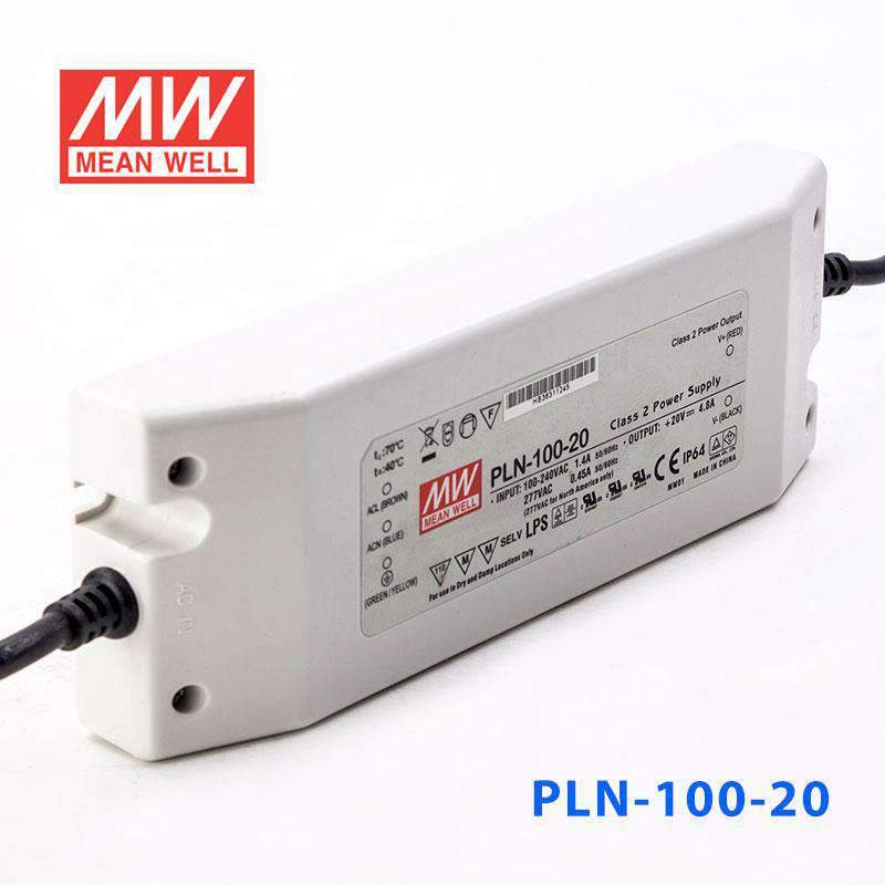 Mean Well PLN - 100 - 20 Power Supply 100W 20V - IP64 - PLN-100-20 - powersupplymall.com