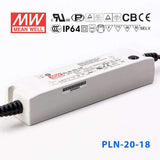 Mean Well PLN-20-18 Power Supply 20W 18V - IP64 1.1A - PLN-20-18 - powersupplymall.com