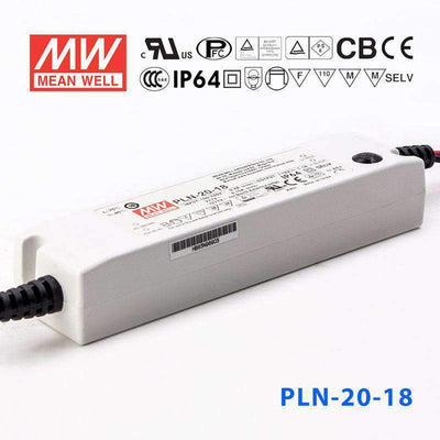 Mean Well PLN-20-18 Power Supply 20W 18V - IP64 1.1A
