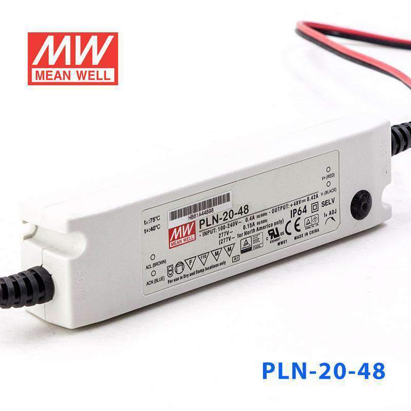 Mean Well PLN-20-48 Power Supply 20W 48V - IP64 420mA - PLN-20-48 - powersupplymall.com