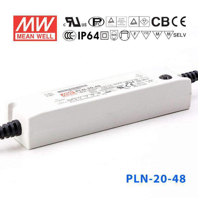 Mean Well PLN-20-48 Power Supply 20W 48V - IP64 420mA - PLN-20-48 - powersupplymall.com