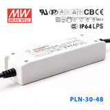 Mean Well PLN-30-48 Power Supply 30W 48V - IP64 630mA - PLN-30-48 - powersupplymall.com