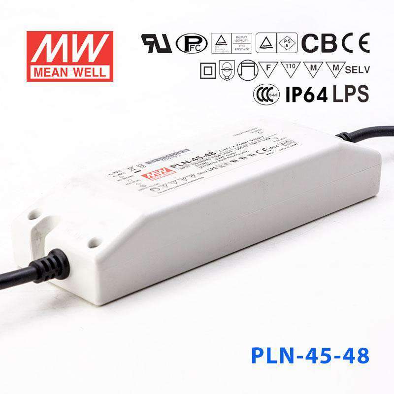 Mean Well PLN - 45 - 48 Power Supply 45W 48V - IP64 - PLN-45-48 - powersupplymall.com