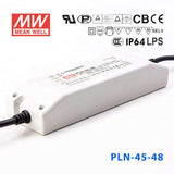 Mean Well PLN - 45 - 48 Power Supply 45W 48V - IP64 - PLN-45-48 - powersupplymall.com