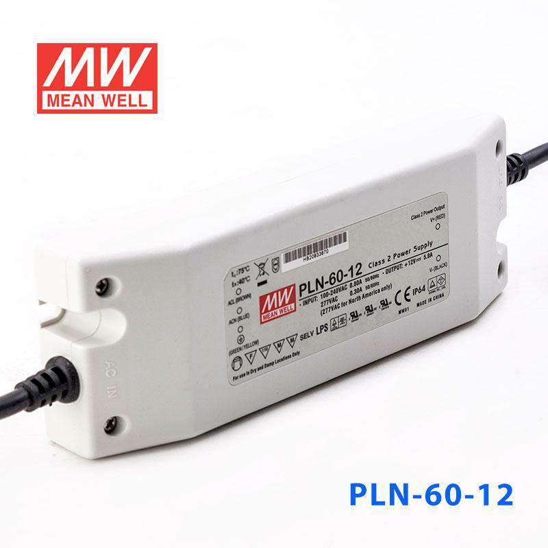 Mean Well PLN - 60 - 12 Power Supply 60W 12V - IP64 - PLN-60-12 - powersupplymall.com